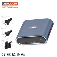 Chargeur super rapide LDNIO Q19 OEM/ODM 200W, 4C4A, multi-ports, port Type-C, PD PPS QC, charge rapide avec câble 100W