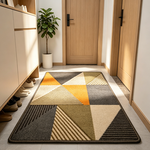 Tappeti da <span class=keywords><strong>Cucina</strong></span> Moderni Rettangolari Geometrici Arancioni in Poliestere Lavabili Antiscivolo Anti-olio Assorbenti con Retro in PVC Decorativi - Product Image 4