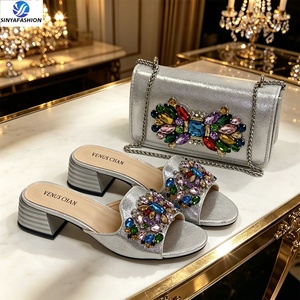 Set di borse per scarpe italiane Sinya New Style da donna Set di bellissime scarpe in Pu Set di borse abbinate <span class=keywords><strong>con</strong></span> pietre - Product Image 6