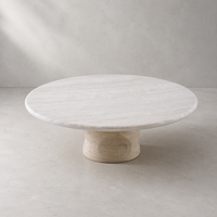Table basse moderne en marbre blanc naturel avec base cylindrique basse, table centrale de luxe pour salon