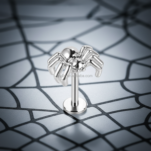 Labret personnalisé en acier inoxydable pour <span class=keywords><strong>piercing</strong></span> des <span class=keywords><strong>l</strong></span>èvres et des oreilles, accessoires corporels unisexes, motif araignée - Product Image 2