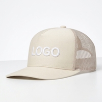 Op maat gemaakte OEM Oxford Dobby Dot Trucker petten met 3D geborduurd logo, baseballcap, UV-bescherming, brede klep, achterkant van mesh, polyester/katoen