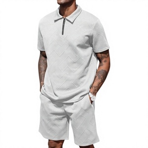 Vente directe usine – Ensemble survêtement 2 pièces personnalisé avec logo OEM : Polo à quart de zip et short – Tenue d'été à manches courtes pour homme - Product Image 4