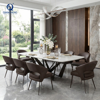 Ensemble de table à manger moderne américain simple et élégant pour 6, 8 ou 10 personnes, en marbre et acier inoxydable, pour salon et salle à manger