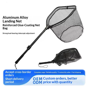 Nouveau filet de pêche triangulaire pliable rapide en alliage d'aluminium avec revêtement anti-accrocs et fonctions de pêche compétitive, noir, avec trous. - Product Image 5
