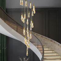 Lustre LED en cristal moderne et minimaliste de luxe pour hôtel, escalier en colimaçon, villa duplex, salon, chambre à coucher