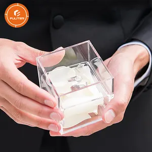 Venda quente de caixa de cubo sólido, presente de casamento, papel de arte acrílica grande e tela de cartão cinza com tampa