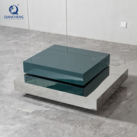 Table d'appoint rotative multifonction en acier inoxydable, moderne, avec miroir, carrée, design italien, en bois massif MDF pour hôtel