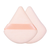 Houppettes de maquillage triangulaires en velours floqué lavables et écologiques pour poudre libre, marque distributeur