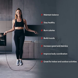 <span class=keywords><strong>Corde</strong></span> à <span class=keywords><strong>sauter</strong></span> réglable en acier lestée, anti-emmêlement, à vitesse rapide avec roulements à billes - Product Image 5