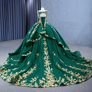 Robe de soirée formelle Jancember Rsm231050, robe de bal, robe de mariée, avec fleurs vertes scintillantes - Product Image 6