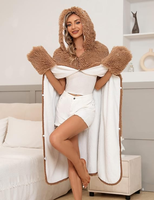 Plaid en polaire à capuche portable unisexe pour adulte, motif paresseux de Noël, confortable pour l'hiver, ignifuge