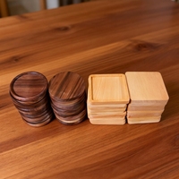 Ensemble de sous-verres en bois gravés avec logo personnalisé, hêtre et noyer, pour tasses à café, thé, boissons, bar, café, cadeau, vente en gros, OEM