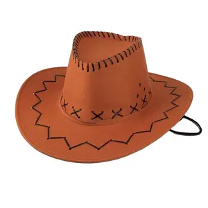 批发定制便宜的西部牛仔帽男女通用户外宽边绳帽毛毡牛仔帽男士