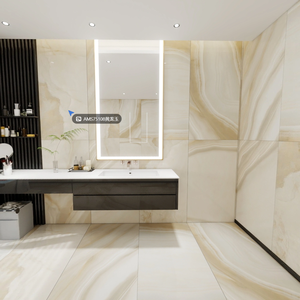 Carrelage en porcelaine aspect marbre jaune, fabrication directe de Foshan, <span class=keywords><strong>60x120</strong></span>, revêtement mural et sol pour projets commerciaux - Product Image 1