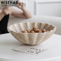 WISEMAX FURNITURE Home Travertin Shell Shape Blow Decoration Marbre Meubles décoratifs Rétro Plateau de rangement pour table