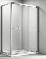 Cabine de douche rectangulaire moderne et minimaliste à trois côtés coulissants avec cadre en aluminium, fabrication chinoise