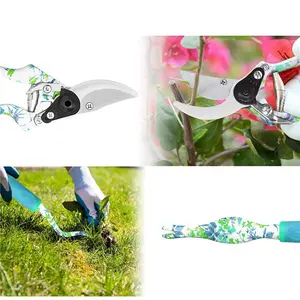 Juego de herramientas de mano para jardinería, Kit de herramientas de mano de aluminio de alta resistencia con estampado Floral, tijeras de podar, equipo de jardín, 5 uds.