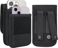 Dubbele laag telefoonholster voor 2 telefoons met klittenbandsluiting, telefoonhoesje voor heren, universele pasvorm, heuptas voor reizen & dagelijks gebruik