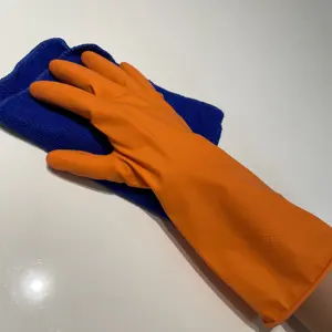 35g Orange Latex Kitchen Dish Washing Cleaning Household Rubber Gloves