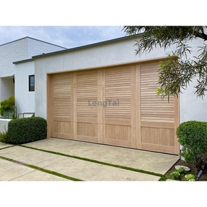 <span class=keywords><strong>Porte</strong></span> <span class=keywords><strong>de</strong></span> <span class=keywords><strong>garage</strong></span> sectionnelle simple LongTai 2025 personnalisée, isolée, en bois <span class=keywords><strong>de</strong></span> teck 10x8, avec fenêtre en verre <span class=keywords><strong>et</strong></span> volet coulissant massif pour extérieur - Product Image 2
