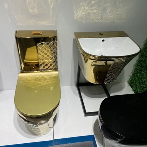 Mạ điện chất lượng tốt Thiết kế sang trọng WC thiết bị vệ sinh nhà vệ sinh phòng tắm gốm tường treo bồn rửa sàn gắn nhà vệ sinh commode <span class=keywords><strong>Set</strong></span> - Product Image 2