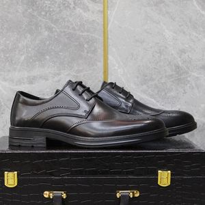 Chaussures habillées de luxe originales en cuir à lacets et bout pointu pour affaires et mariages, respirantes, légères, antidérapantes, avec patchwork en caoutchouc – Collection 2025 - Product Image 6