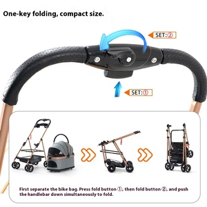 Chariot pour animaux de compagnie pliable léger à quatre roues, écologique, en tissu Oxford, chariot pour bébé Teddy avec une capacité de 20 kg pour les petits animaux - Product Image 3