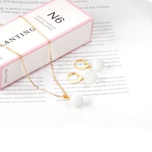 Conjunto de Joyería de Acero Inoxidable con Zirconia en Forma de Bola, Aretes y Colgante para Mujer, Conjuntos de Joyería Dorada - Product Image 2