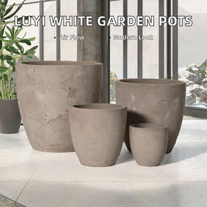 Juego de Macetas Minimalistas de Concreto para Exteriores e Interiores, Macetas Redondas para Jardín y Hogar - Product Image 2