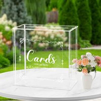 Boîte à cartes de mariage en acrylique, boîte à argent, boîte à cadeaux transparente assemblée, boîte à cartes transparente, grandes enveloppes à lettres avec serrure