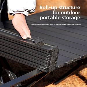 <span class=keywords><strong>Mesa</strong></span> Plegable Portátil de Aleación de Aluminio para Exteriores, Ultraligera, Negra, Rectangular, Tipo Egg Roll, para <span class=keywords><strong>Camping</strong></span>, Barbacoa, Viajes, Mercado Nocturno - Product Image 4