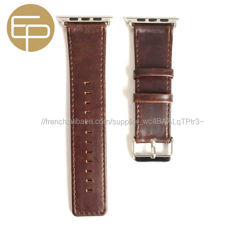 personnalisées rapide brun queue carrée d'huile vintage en cuir véritable bracelet de montre pour Apple Montre 38 40 42 44mm