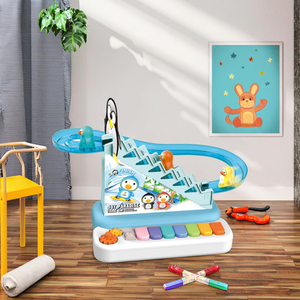 MILI dibujos animados Piano teclado pato pingüino subir escaleras escalera tobogán 2 en 1 Juguetes Divertidos para niños - Product Image 4