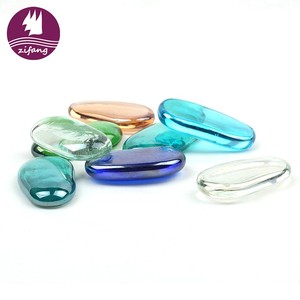 Fabriek Directe Verkoop Speciale Ontwerp Vorm Gemengde Kleuren Kunstblauw Vuur Glas Kiezelstenen Voor Decoratie - Product Image 3