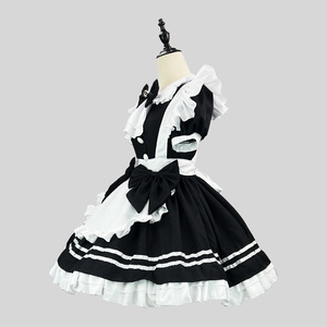 Maid Outfit Black White Lolita Style Dress With Apron And Headband Women Fancy Costume - Product Image 3