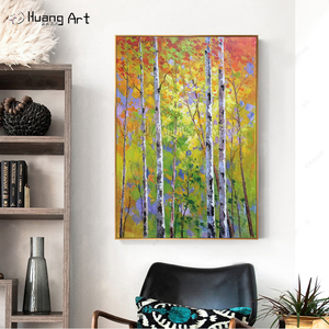 Pintura <span class=keywords><strong>al</strong></span> óleo <span class=keywords><strong>de</strong></span> paisaje <span class=keywords><strong>de</strong></span> bosque <span class=keywords><strong>de</strong></span> abedul 100% hecha a mano sobre lienzo, pintor altamente calificado, Escena <span class=keywords><strong>de</strong></span> árbol <span class=keywords><strong>de</strong></span> <span class=keywords><strong>primavera</strong></span> para decoración del hogar - Product Image 3