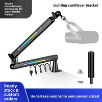 Support de microphone de bureau transfrontalier B.BMIC NB-F50 avec bras articulé, éclairage RGB et hauteur réglable pour diffusion en direct
