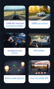 Caméra embarquée Ubox avec télécommande, double objectif 2MP + 2MP, 4G Sim, enregistreur vidéo, suivi, caméra de sécurité 360° CCTV, caméra de voiture avec GPS - Product Image 3
