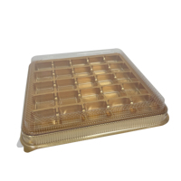 Boîte à dattes en plastique doré thermoformée, plateau à compartiments pour fraises, pâtisseries et bonbons, boîte à gâteaux de lune, couvercle transparent, boîte à biscuits avec séparateurs