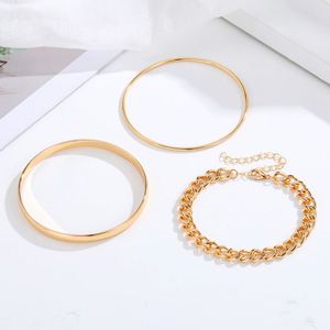 Trendy Geometric Link Chain Bracelet <b>Set</b> for Women 3Pcs/<b>set</b> Punk Women Gold Chain Link <b>Bangle</b> Bracelets - Product Image 3