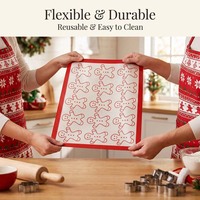 Tapis de cuisson en silicone platine LFGB 0,7 mm, motif homme en pain d'épices de Noël, imprimé, inodore, antiadhésif, réutilisable, taille et logo personnalisables