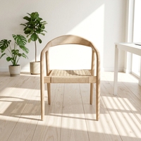 Chaise de salle à manger en bois massif avec coussin en corde tressée, mobilier de restaurant pour la maison, le bureau, la cuisine, l'hôtel, chaise en bois polyvalente