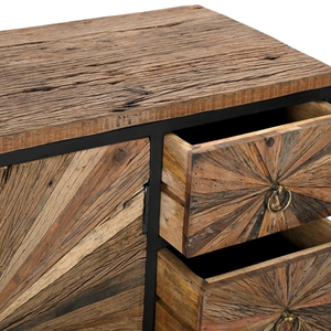 Designer Wagon Wood <b>Sideboard</b> Natural Wood Finish with Black Powder Coated Metal Frame Modern <b>Storage</b> Cabinet for Home Decor - Product Image 4