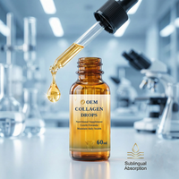 Gouttes de peptides de collagène multiples types I, II, III, V, X, complément liquide, soutient les articulations, la peau, la croissance des cheveux, faible teneur en sucre, faible teneur en glucides