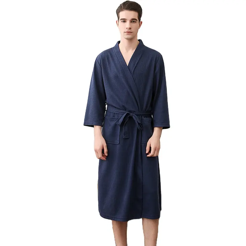 Günstiger Preis Frauen Kimono Roben Leichter Waffel bademantel mit langer Waden länge