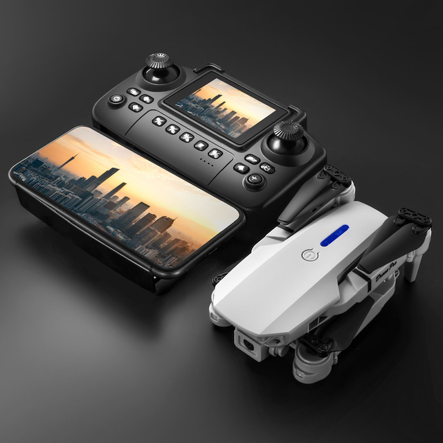 Flystone Mini E88 Drone 4k Hd Dual Cameras Foldable Quadcopter Led Hover Remote Control Screen Uav E88 Pro Beginner Drones