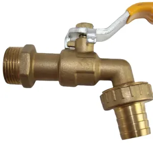 Brass Color Lever Handle Brass Bibcock 1 2 X3 4 Female Nozzle Wall Mounted Water Tap Factory Price Good Quality for Garden Tap