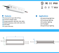 Alimentation LED AC-DC étanche IP68 200W 12V/24V/36V/48V Haute Efficacité Garantie 5 Ans pour Bande Lumineuse LED