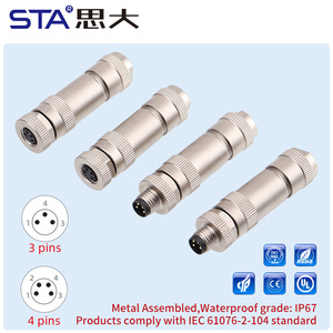 M8 Aviation Plug 3 4 Pin Straight Male Female Head Metal <strong>Assembled</strong> Shielded Waterproof Connector IP67 Screw PG7 a B D <strong>Code</strong> - Product Image 6